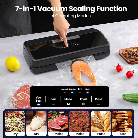 Vacuum Sealer Machine, 7-in-1 Vacuum Sealer for Food with Built-in Cutter - Picture 4 of 7